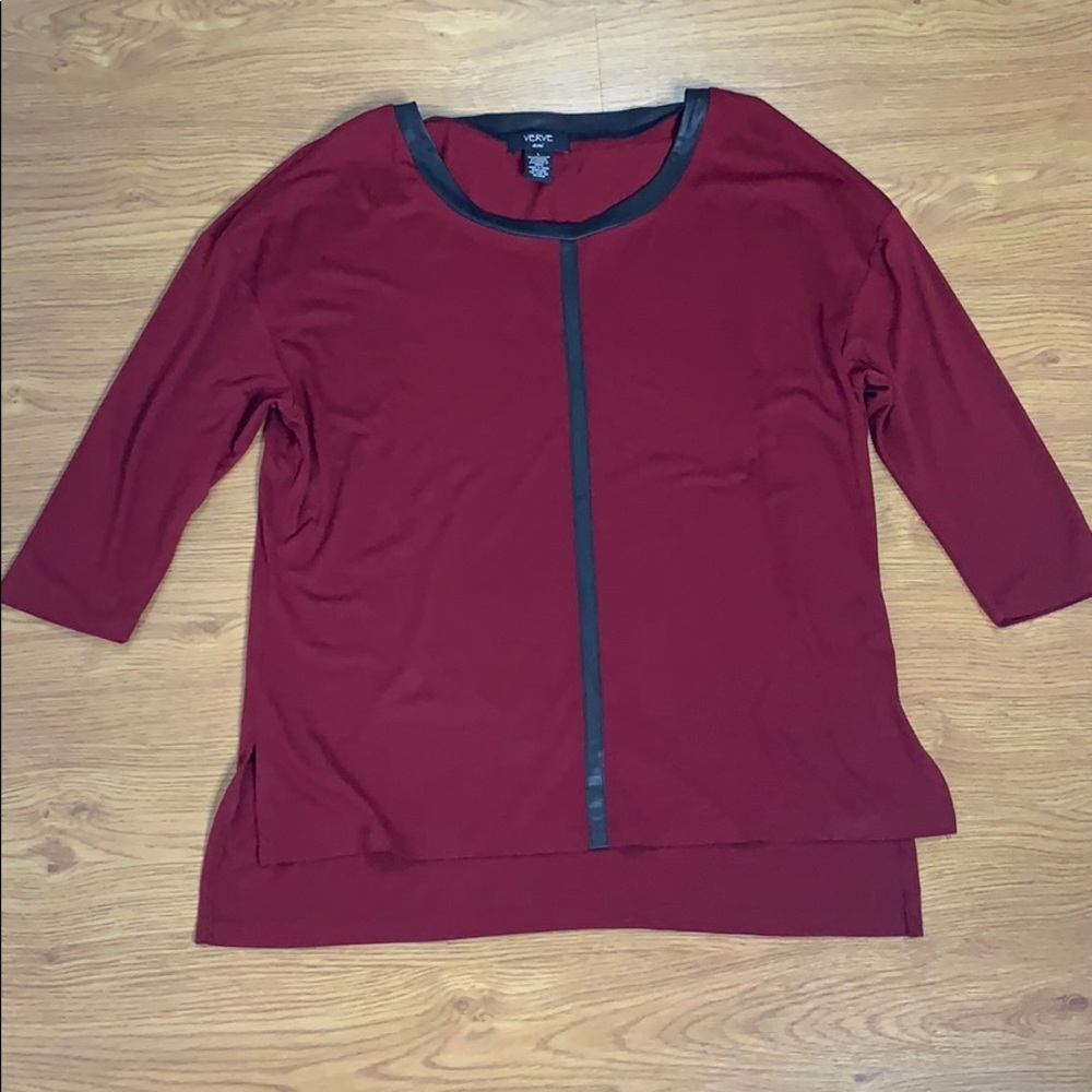 VERVE ami Size Large Wine & Black 3 Quarter Shirt - Picture 1 of 6